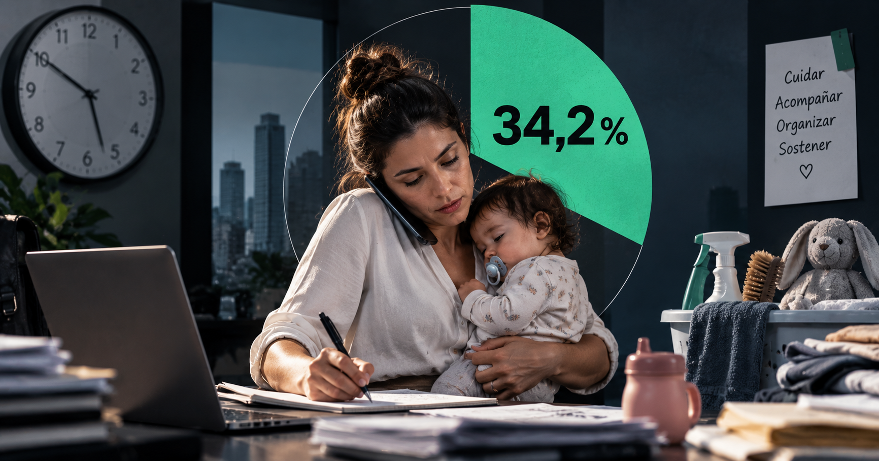 LAS MUJERES DESTINAN EL 34,2 % DE SU JORNADA A CUIDADOS SIN PAGO