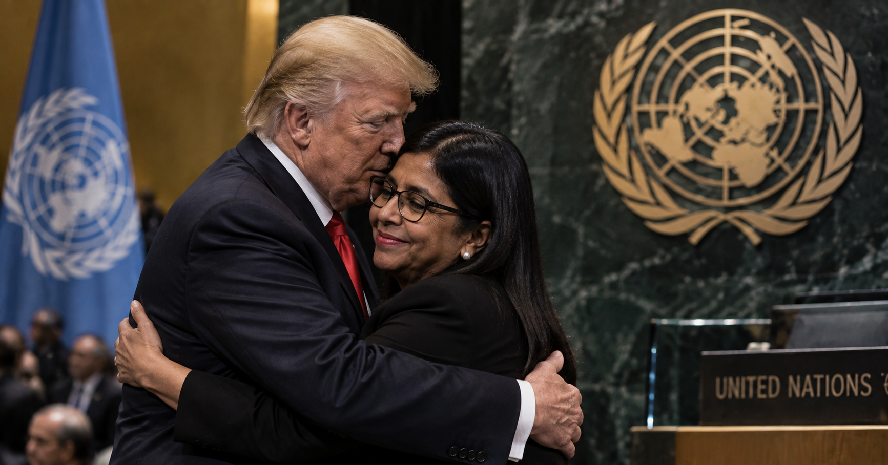 DELCY Y TRUMP ABRAZADOS EN LA ONU