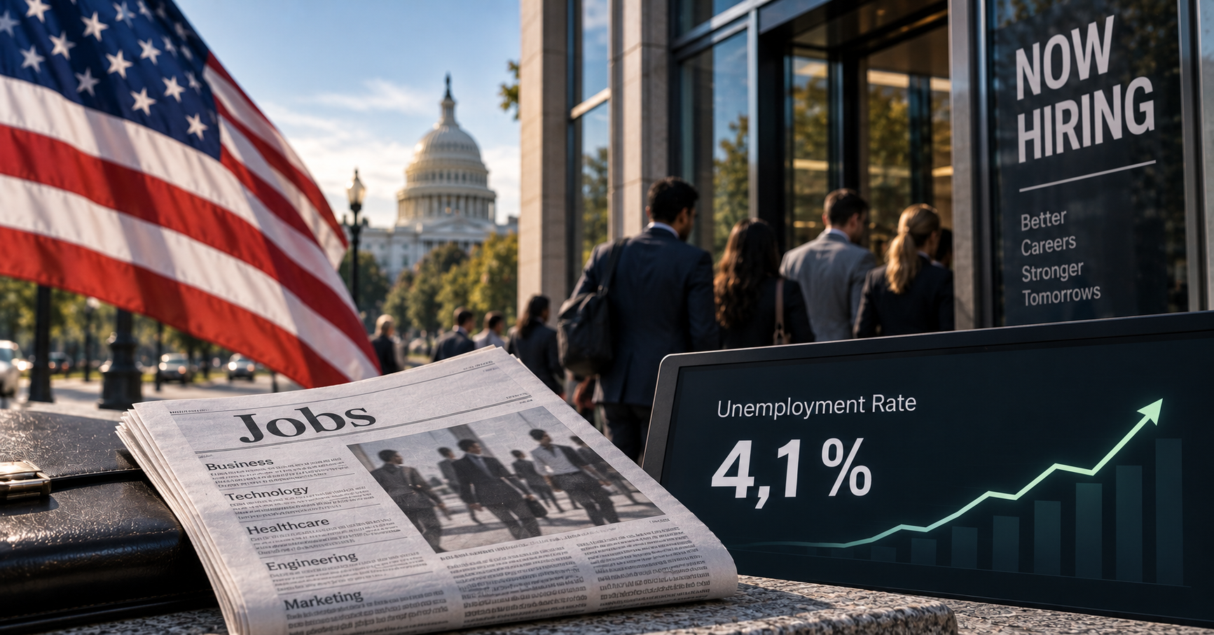 EL EMPLEO EN ESTADOS UNIDOS GANA FUERZA Y LA DESOCUPACIÓN SE MANTIENE EN 4,1 %
